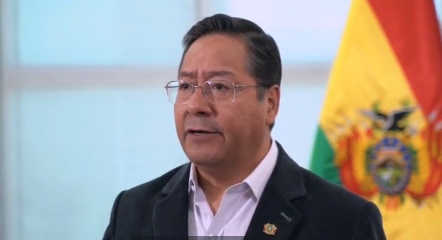 El Presidente del Estado, Luis Arce Catacora, durante la promulgación de la Ley del Censo