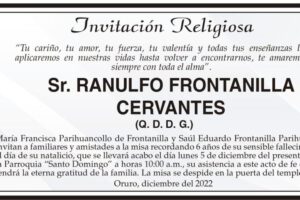 Invitación Religiosa: Sr. Ranulfo Frontanilla Cervantes