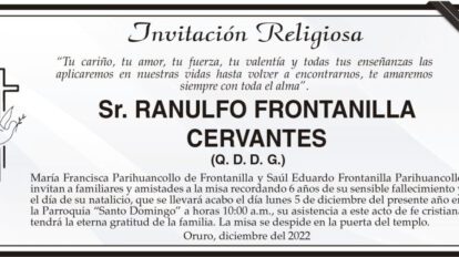 Invitación Religiosa: Sr. Ranulfo Frontanilla Cervantes