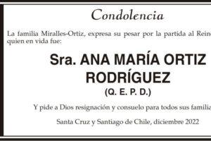 Condolencia por Ana María Ortiz Rodríguez