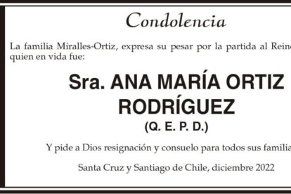Condolencia por Ana María Ortiz Rodríguez
