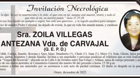 Necrológica Sra. Zoila Villegas Antezana