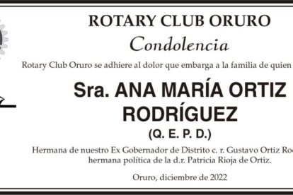 Condolencia por Ana María Ortiz Rodríguez