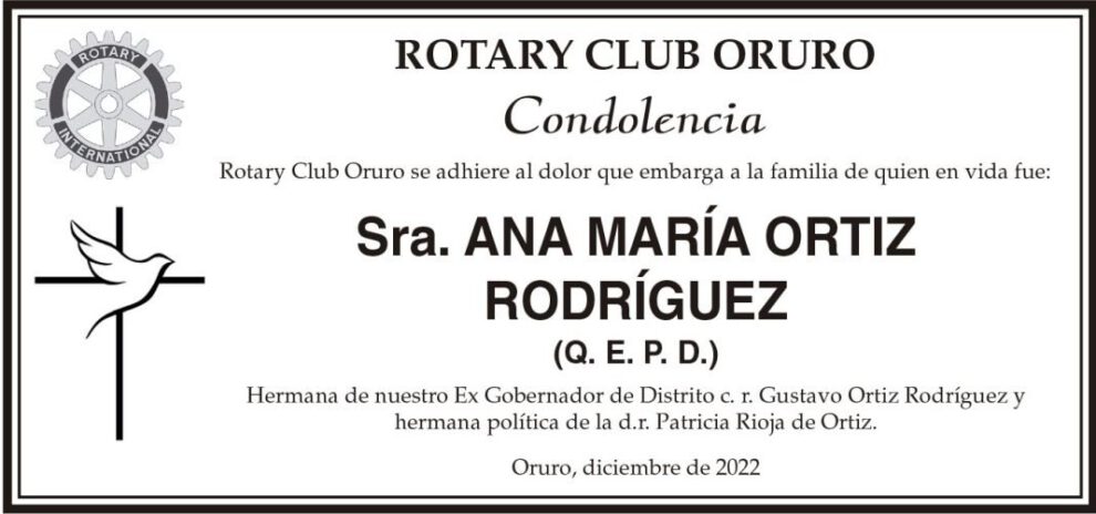 Condolencia por Ana María Ortiz Rodríguez