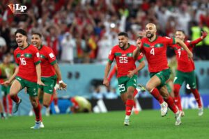 Festejo de los jugadores de Marruecos tras eliminar a España en el Mundial Qatar 2022