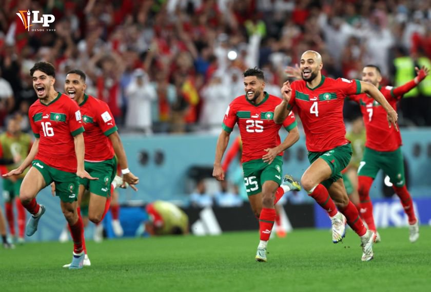 Festejo de los jugadores de Marruecos tras eliminar a España en el Mundial Qatar 2022