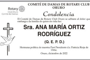 Condolencia por Ana María Ortiz Rodríguez