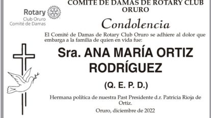 Condolencia por Ana María Ortiz Rodríguez