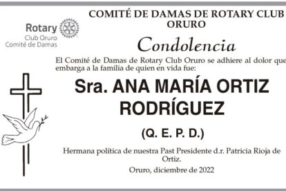 Condolencia por Ana María Ortiz Rodríguez
