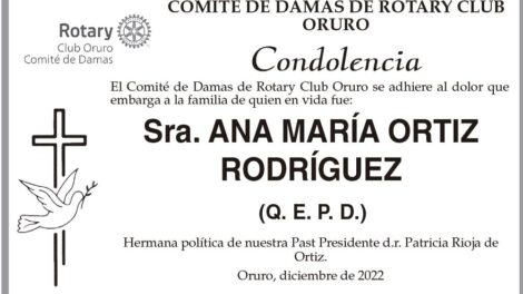 Condolencia por Ana María Ortiz Rodríguez