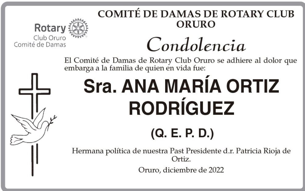 Condolencia por Ana María Ortiz Rodríguez
