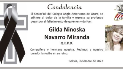 Condolencia por Gilda Ninoska Navarro Miranda