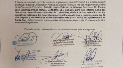 Informe sobre acciones contra quienes cercaron Santa Cruz