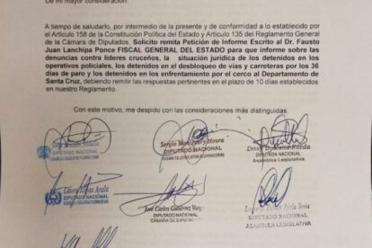 Informe sobre acciones contra quienes cercaron Santa Cruz