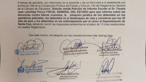 Informe sobre acciones contra quienes cercaron Santa Cruz