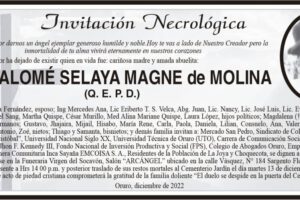 Invitación Necrológica de Salomé Selaya Magne