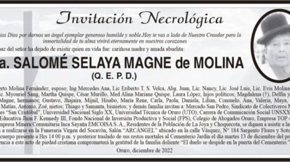 Invitación Necrológica de Salomé Selaya Magne