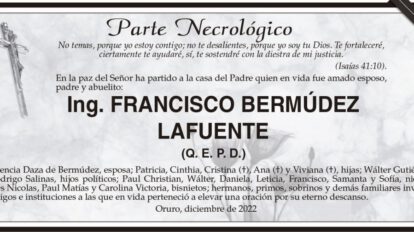 Necrológico de Ing. Francisco Bermúdez Lafuente