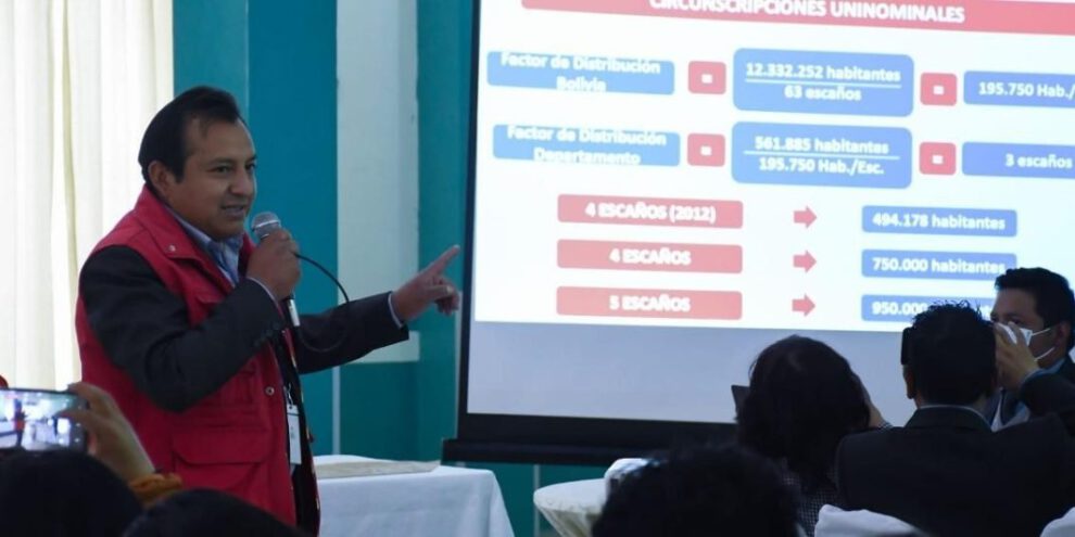 Distribución de recursos y escaños propuesta por la Gobernación de Oruro