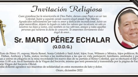 Invitación Religiosa para Mario Pérez Echalar