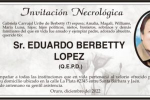 Invitación Necrológica: Sr. Eduardo Berbetty Lopez (Q.E.P.D.)
