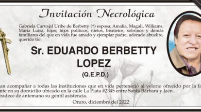 Invitación Necrológica: Sr. Eduardo Berbetty Lopez (Q.E.P.D.)
