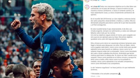 Carta de la esposa de Griezmann tras la derrota en el Mundial