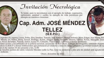 Invitación Necrológica: José Méndez Téllez (Q.E.P.D.)