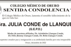 Obituario de Julia Conde de Llanque