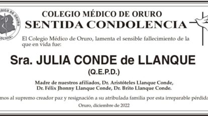 Obituario de Julia Conde de Llanque