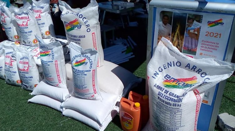 Reembolsos de arroz de Emapa en depósito precintado