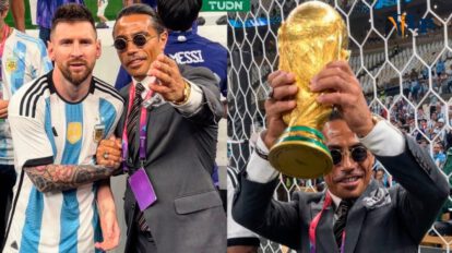 Salt Bae generó mucha molestia metiéndose a la cancha para tomarse fotos con los campeones y el trofeo