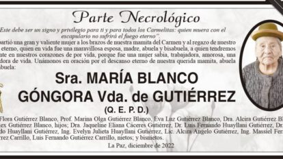 Necrológico de María Blanco Góngora