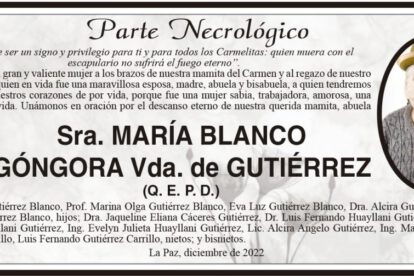 Necrológico de María Blanco Góngora