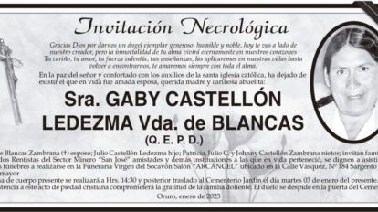 Invitación Necrológica de Gaby Castellón Ledezma