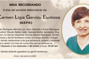 Necrológico de Prof. Carmen Ligia Garvizu Espinoza