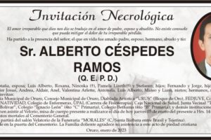 Invitación Necrológica: Sr. Alberto Céspedes Ramos