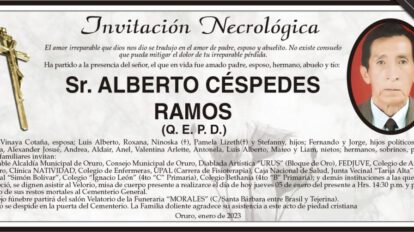 Invitación Necrológica: Sr. Alberto Céspedes Ramos