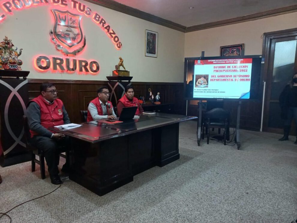 Ejecución del presupuesto institucional en la Gobernación de Oruro