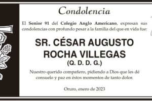 Condolencia por el fallecimiento de César Augusto Rocha Villegas