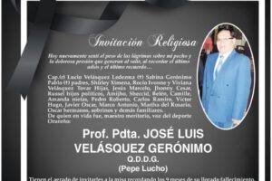 Invitación Religiosa: Prof. Pdta. José Luis Velásquez Gerónimo