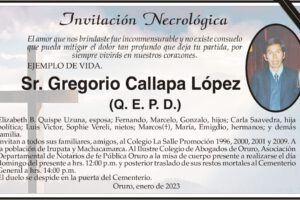 Invitación Necrológica: Sr. Gregorio Callapa López