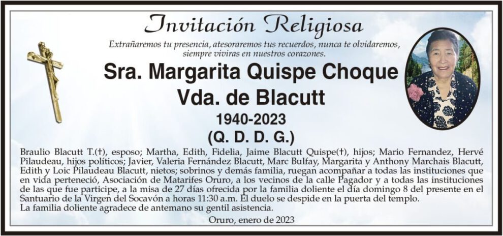 Margarita Quispe Choque Vda. de Blacutt