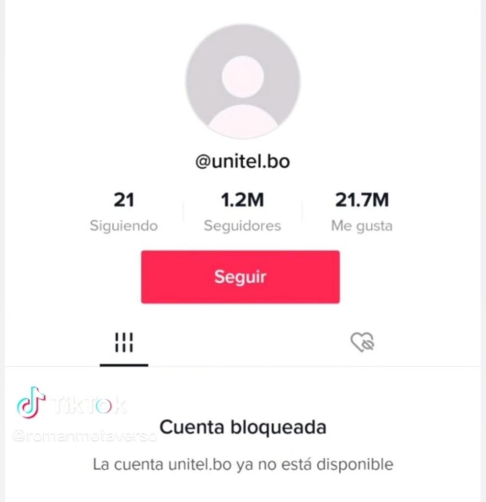 Cuenta de TikTok de Unitel interrumpida por un día