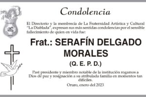 Condolencia por el fallecimiento de Frat.: Serafín Delgado Morales