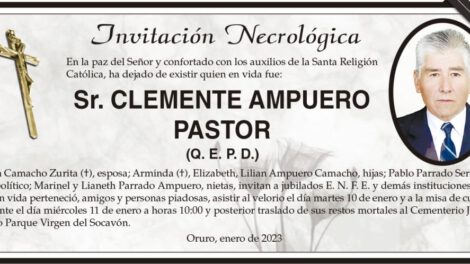 Invitación Necrológica: Sr. Clemente Ampuero Pastor