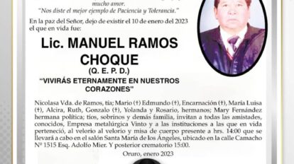 Lic. Manuel Ramos Choque Q. E. P. D.