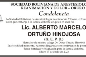 Condolencia por Lic. Alberto Marcelo Ortuño Hinojosa