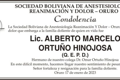 Condolencia por Lic. Alberto Marcelo Ortuño Hinojosa