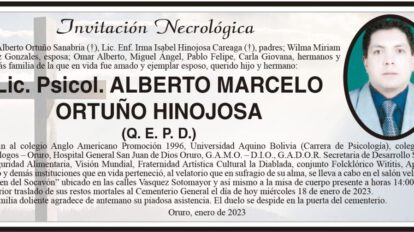 Lic. Psicol. Alberto Marcelo Ortuño Hinojosa Q. E. P. D.